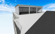 傾斜地に3連棟のイナバガレージ