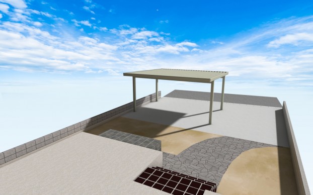 防草シートと砂利敷き均し